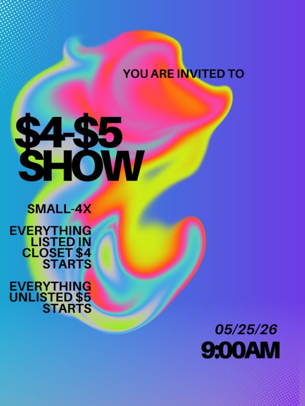 MEMORIAL DAY $4-$5 SHOW!!! 5/25 10:00AM